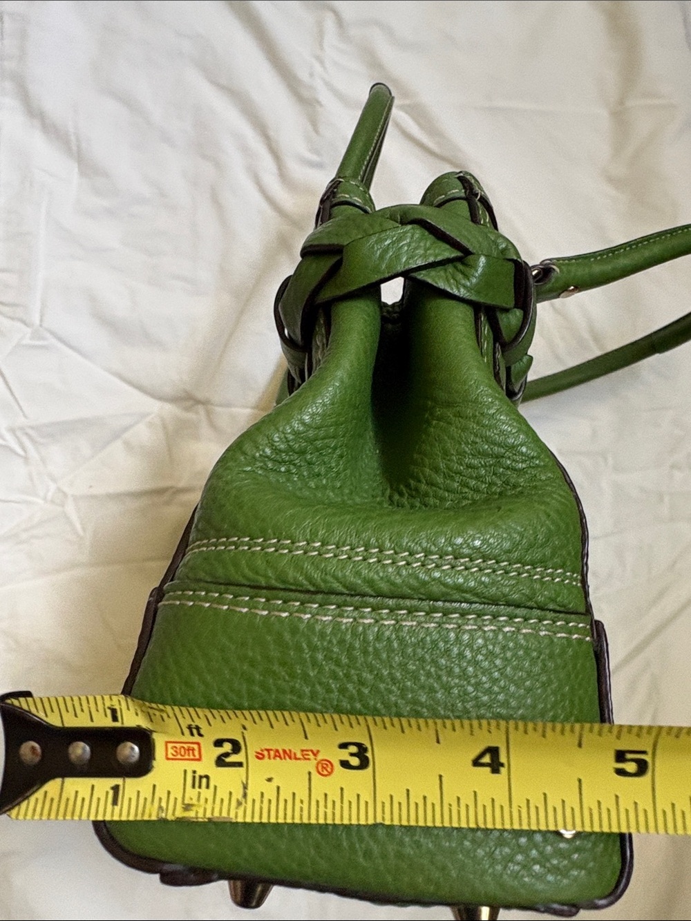 Coach Hamptons Green Pebbled Leather Braided Tassel Satchel F13084 - Picture 10 of 11